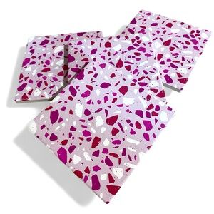 Pink and White Terrazzo Coasters
